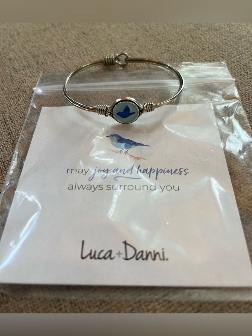 Luca + Danni Bluebird of Happiness Bangle Bracelet , Petite, Silver tone, EUC